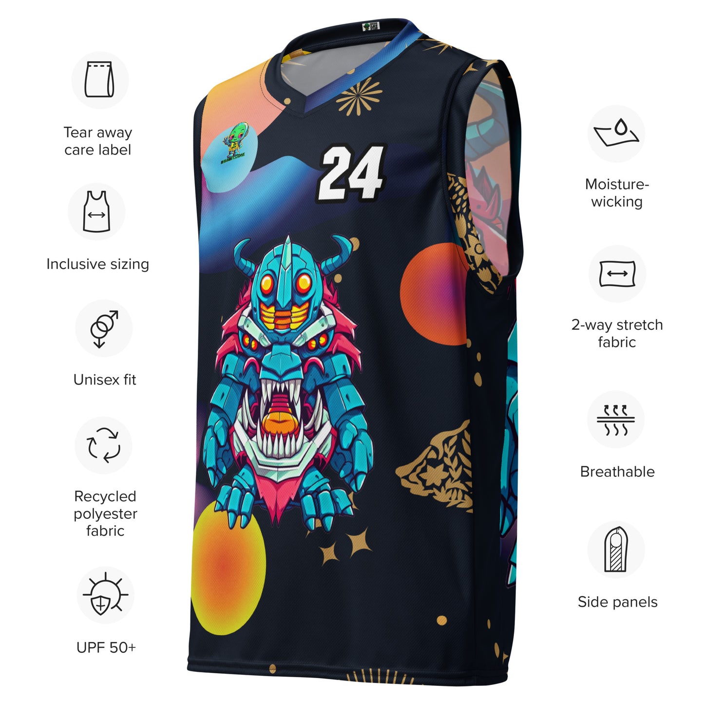 Rex the Reactor Watcher - Recycled unisex basketball jersey - Nebula Night Colorway