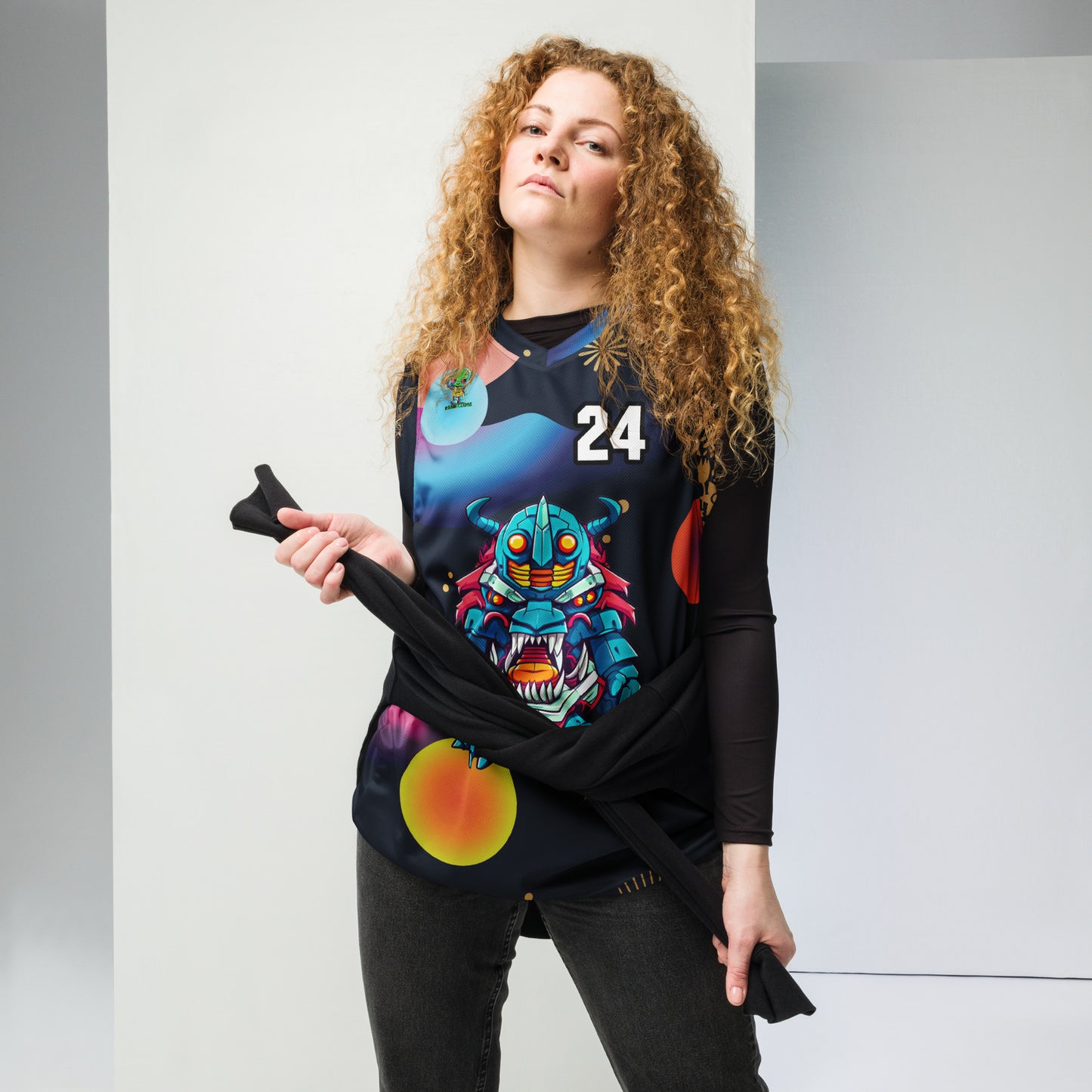 Rex the Reactor Watcher - Recycled unisex basketball jersey - Nebula Night Colorway