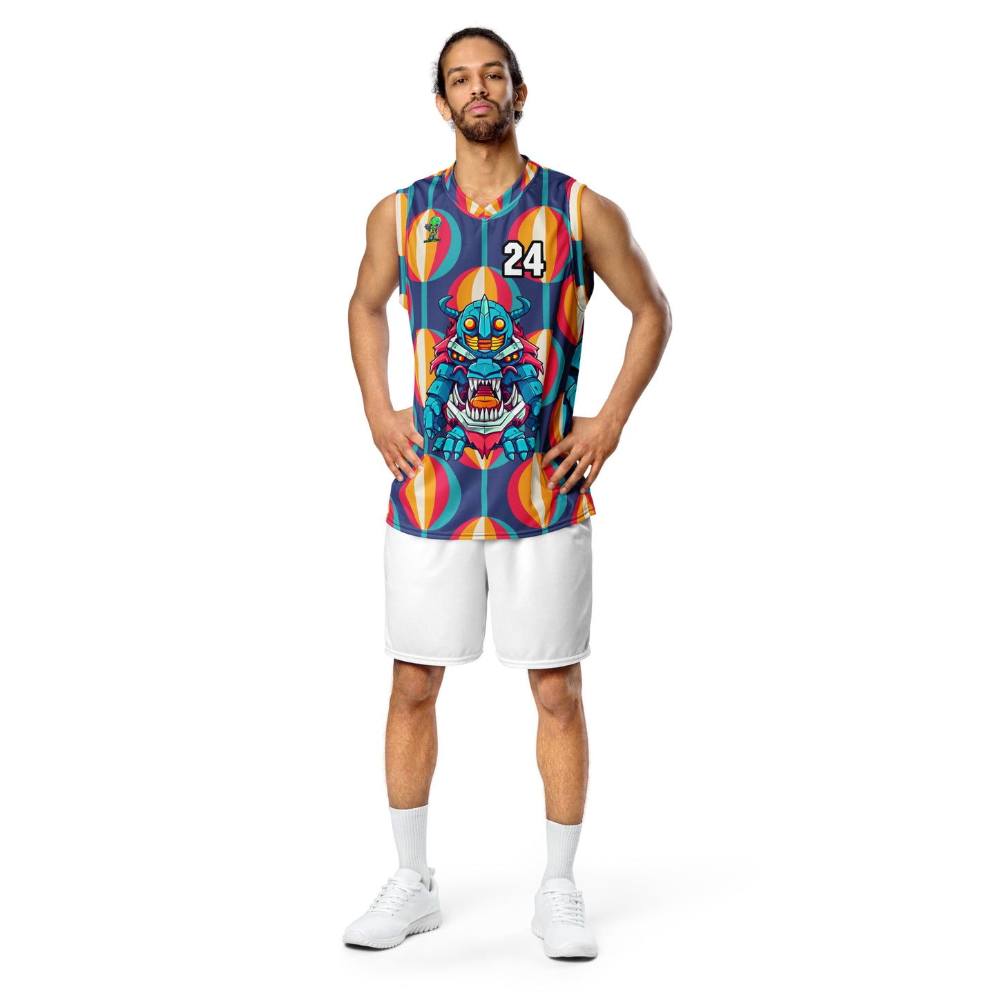 Rex the Reactor Watcher - Recycled unisex basketball jersey - Retro Carnival Colorway