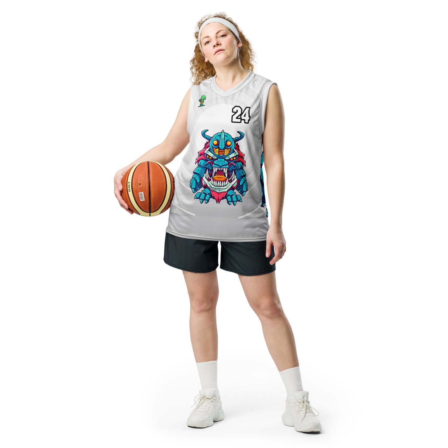 Rex the Reactor Watcher - recycled unisex basketball jersey - Ivory Vortex Colorway