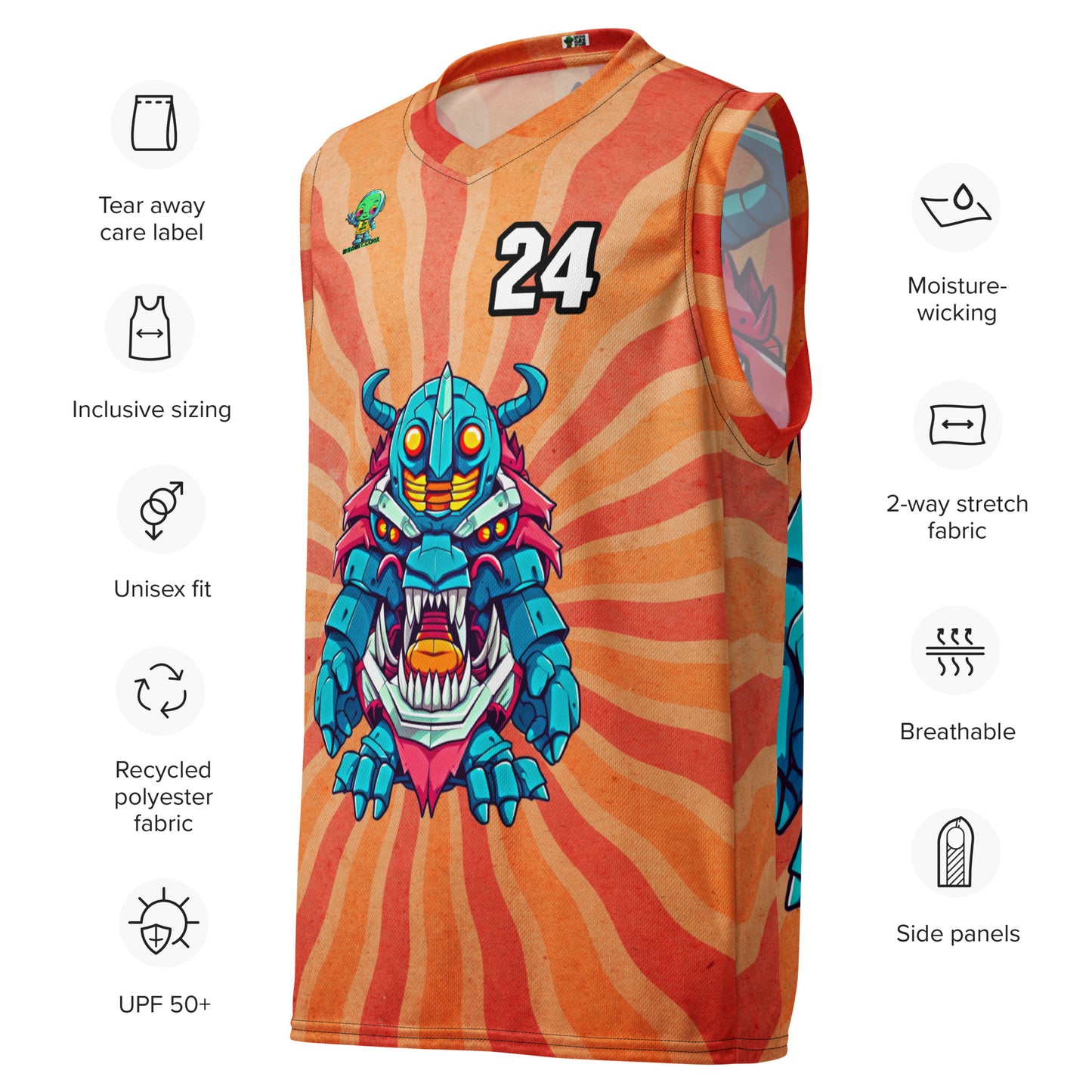 Rex the Reactor Watcher - Recycled unisex basketball jersey - Solar Flare