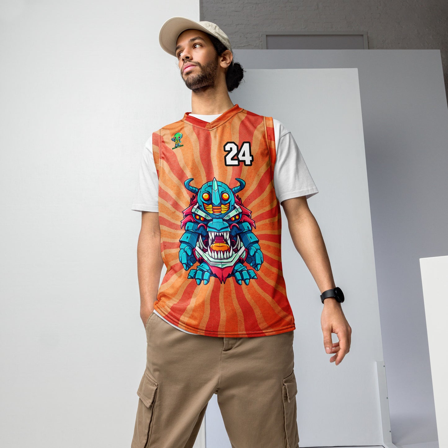 Rex the Reactor Watcher - Recycled unisex basketball jersey - Solar Flare