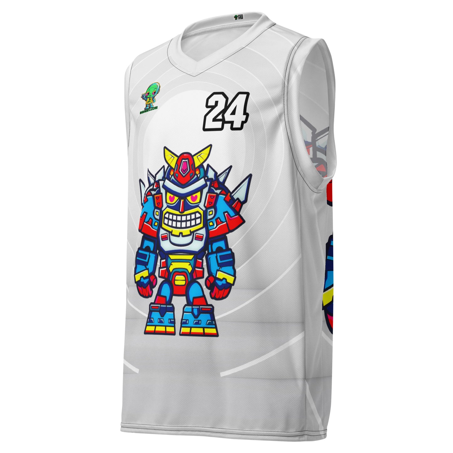 Robo Ranger - Recycled unisex basketball jersey - Ivory Vortex Colorway