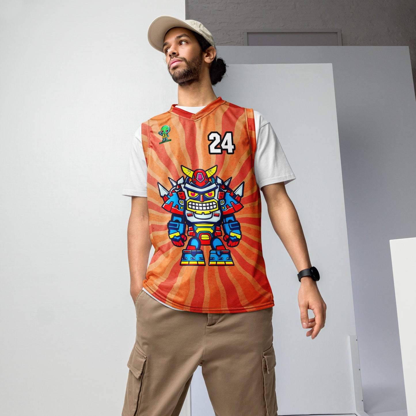 Robo Ranger - Recycled unisex basketball jersey - Solar Flare Colorway