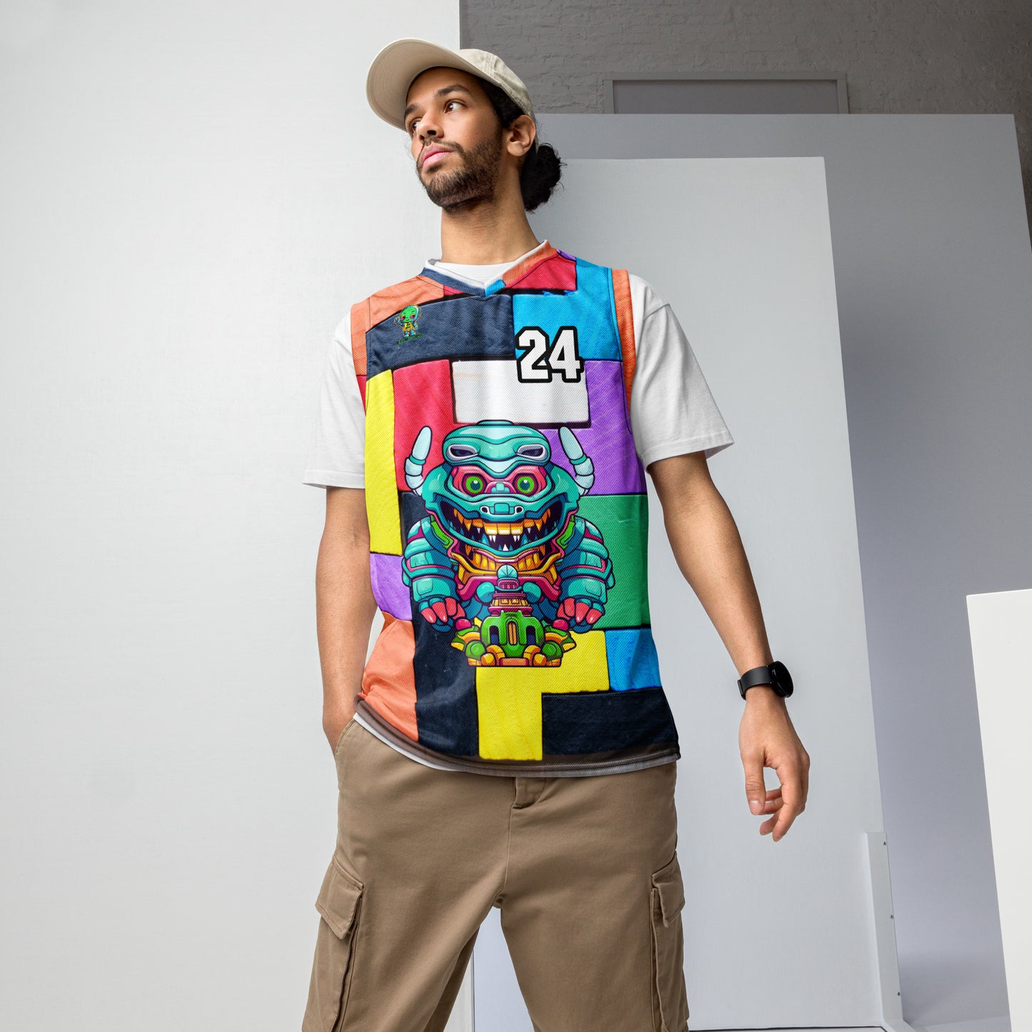 Astro Protector - Recycled unisex basketball jersey - Block Fusion Colorway