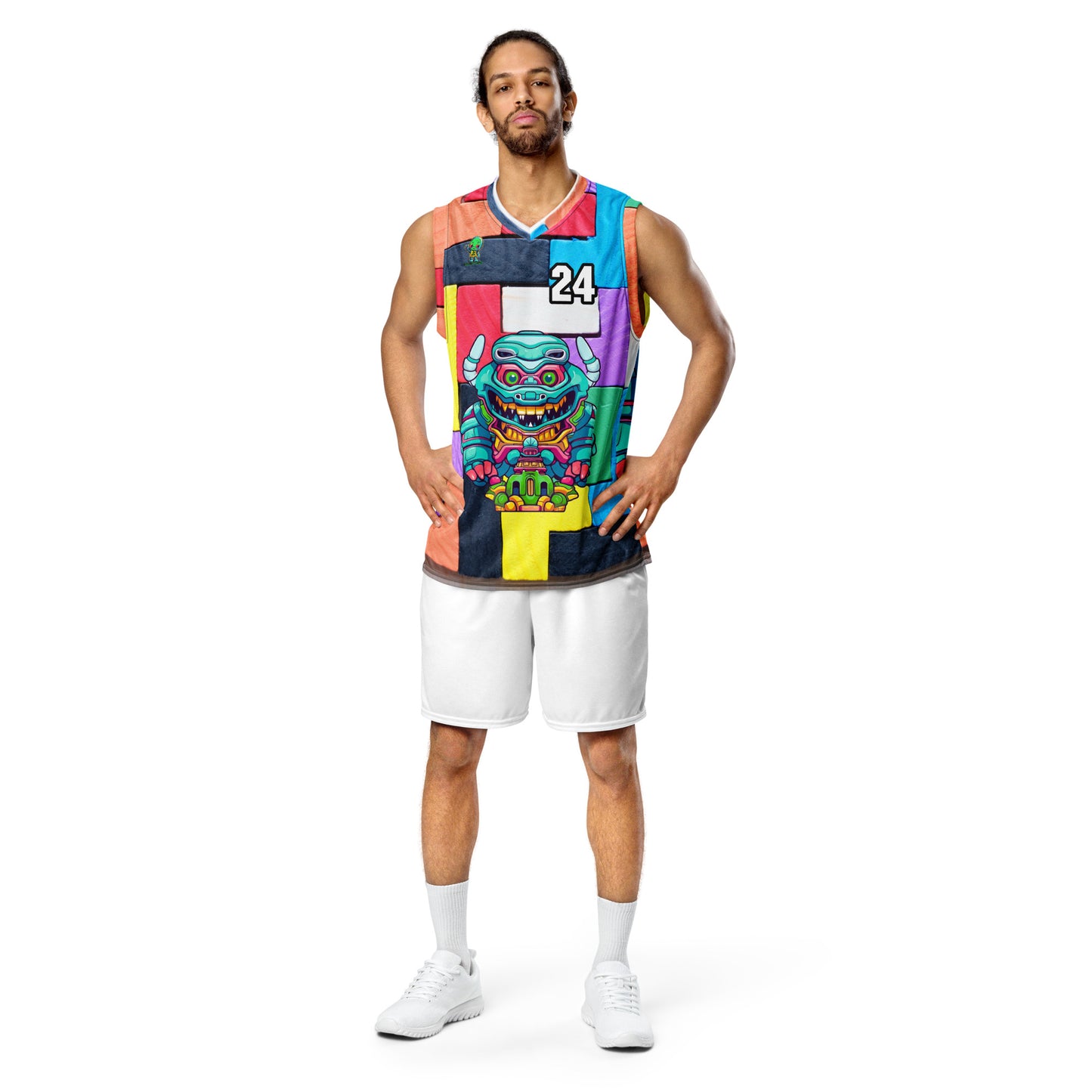 Astro Protector - Recycled unisex basketball jersey - Block Fusion Colorway