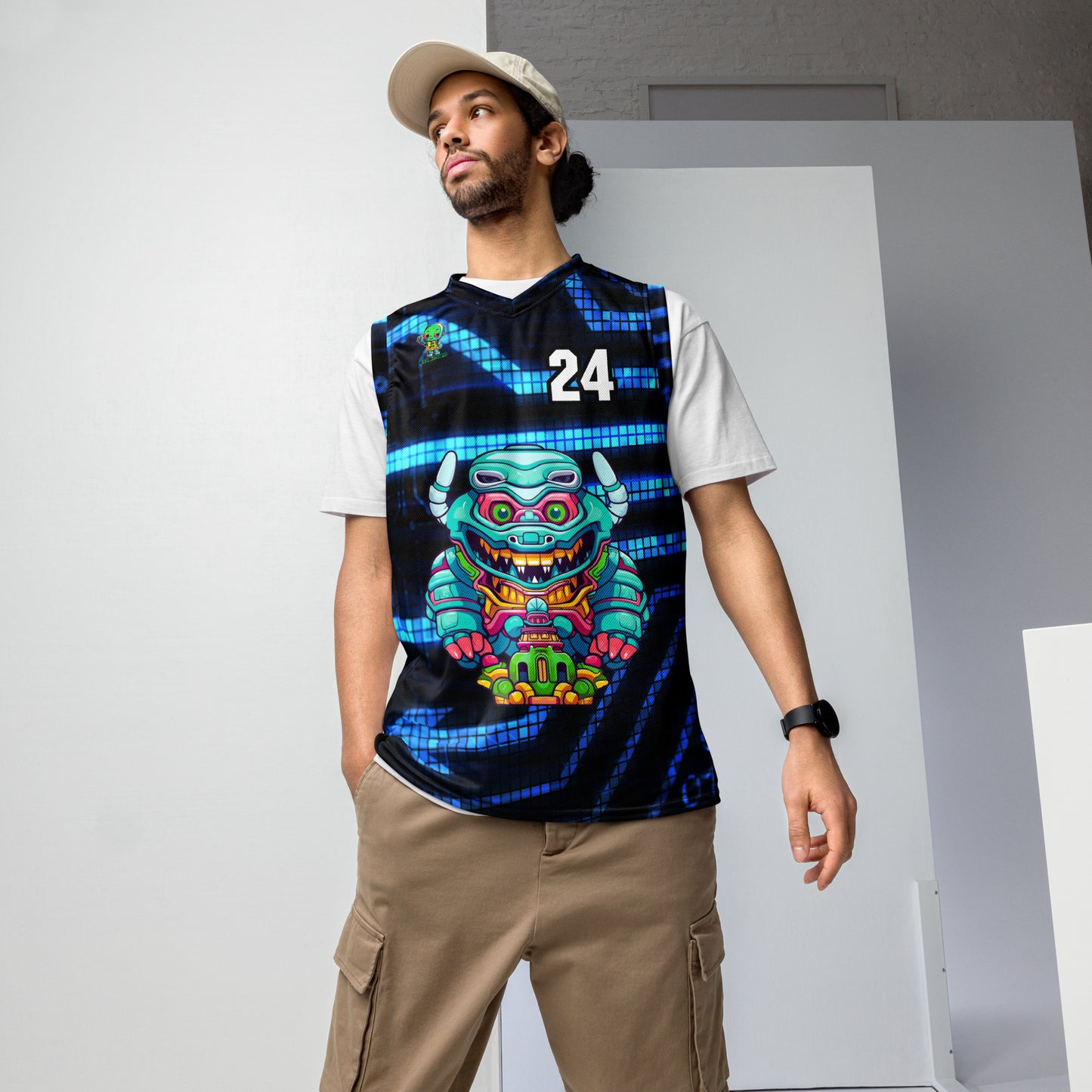 Astro Protector - Recycled unisex basketball jersey - Digital Pulse Colorway