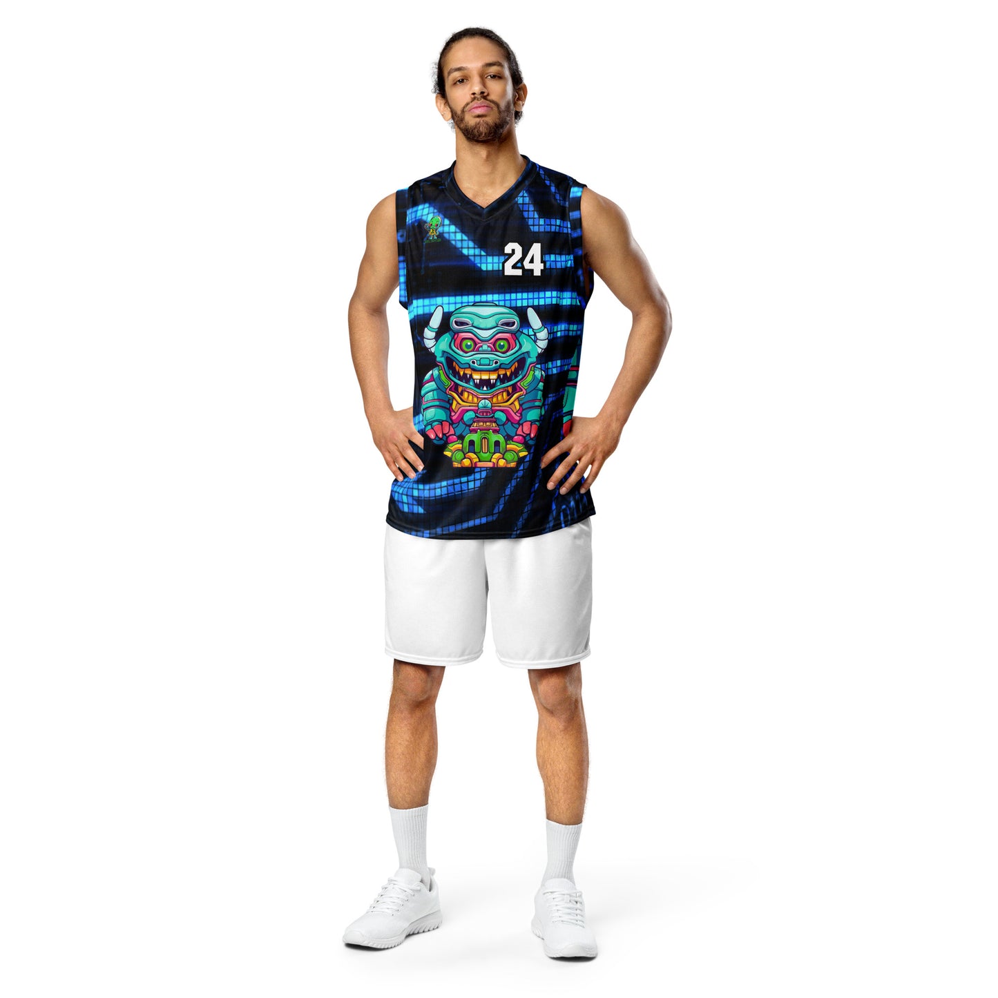 Astro Protector - Recycled unisex basketball jersey - Digital Pulse Colorway