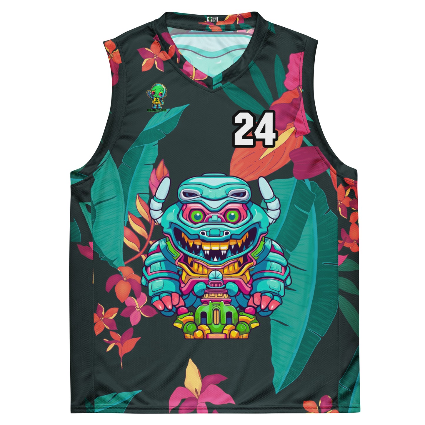 Astro Protector - Recycled unisex basketball jersey - Midnight Jungle Colorway