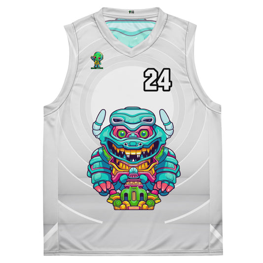 Astro Protector - Recycled unisex basketball jersey - Ivory Vortex Colorway