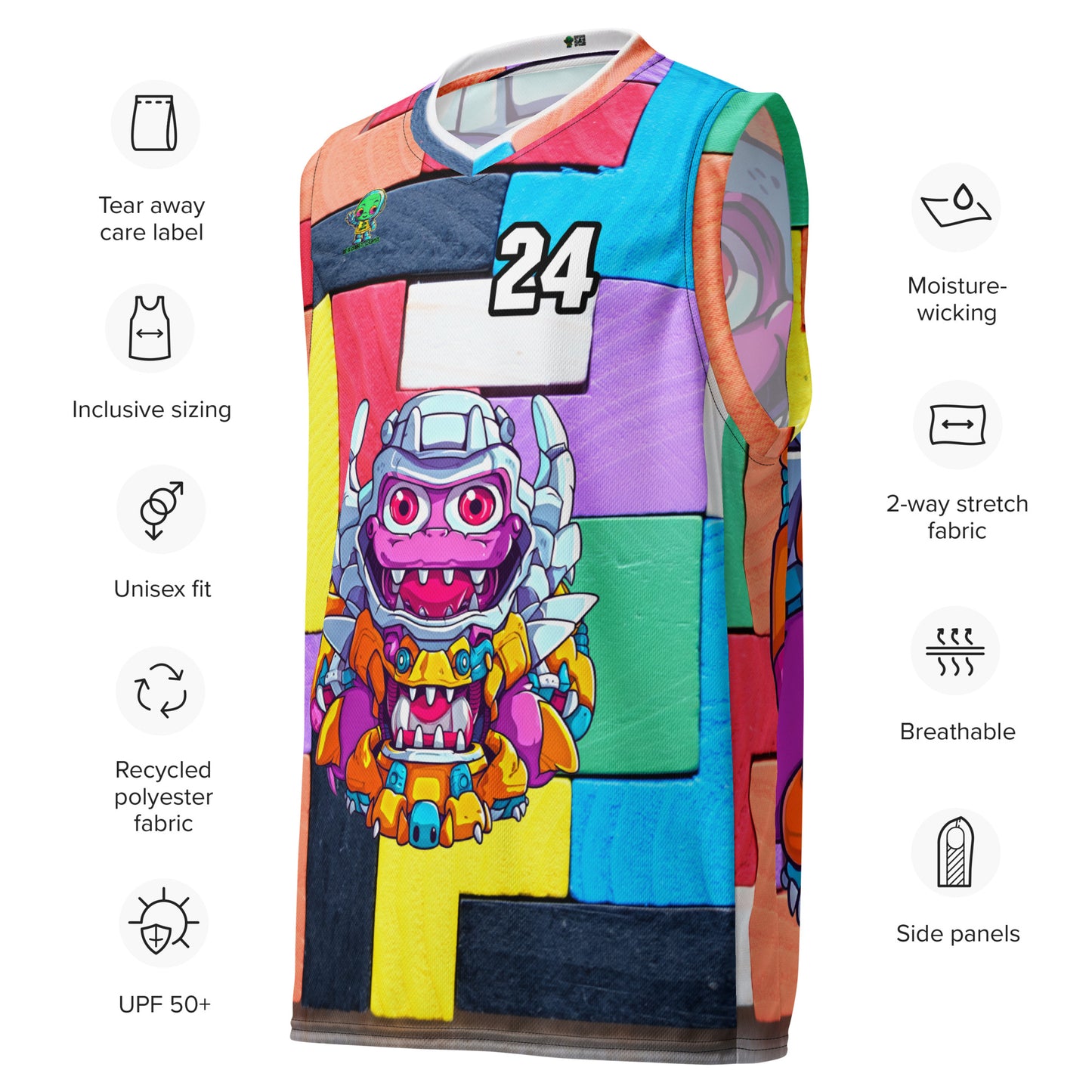 Cyber Critter - Recycled unisex basketball jersey - Block Fusion Colorway