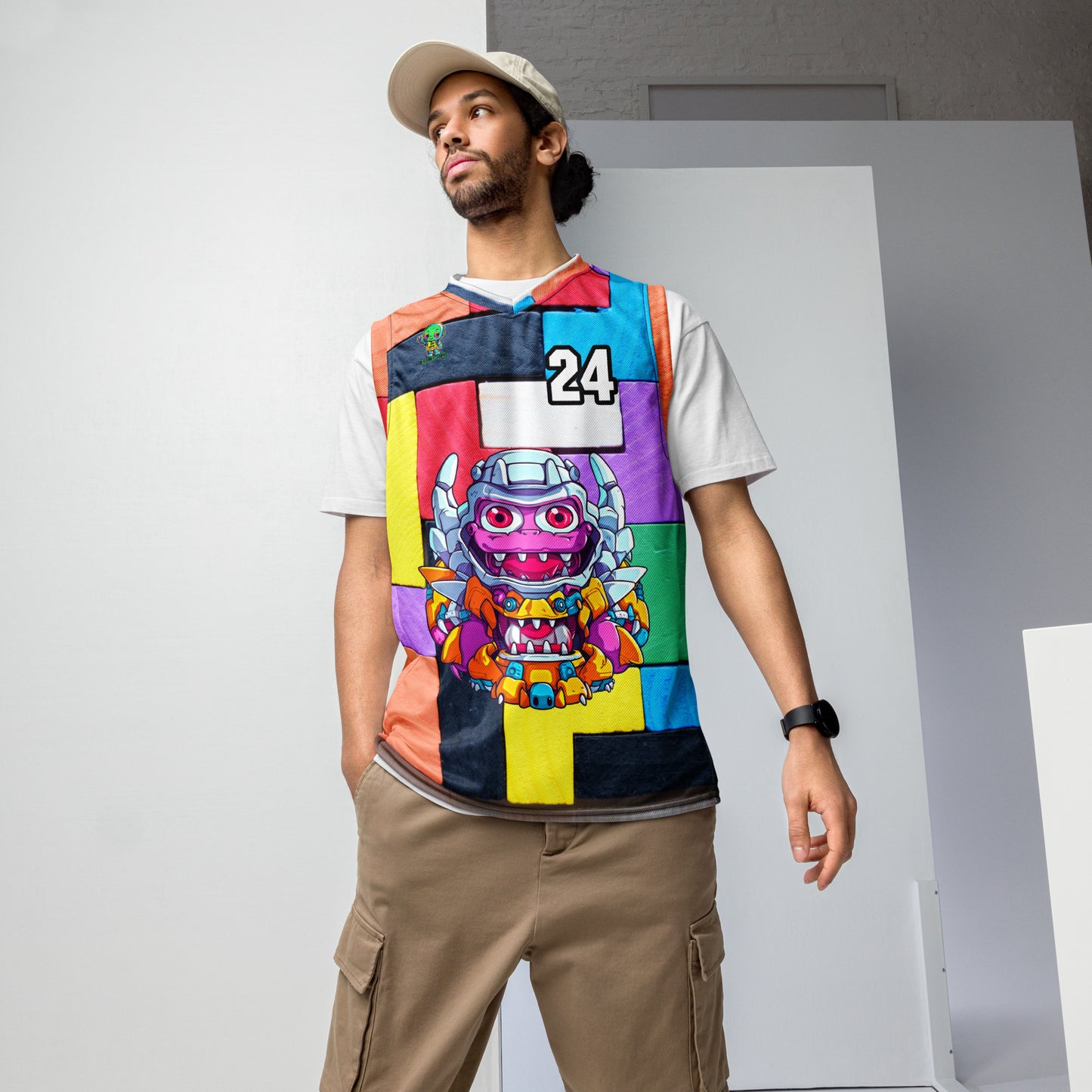 Cyber Critter - Recycled unisex basketball jersey - Block Fusion Colorway