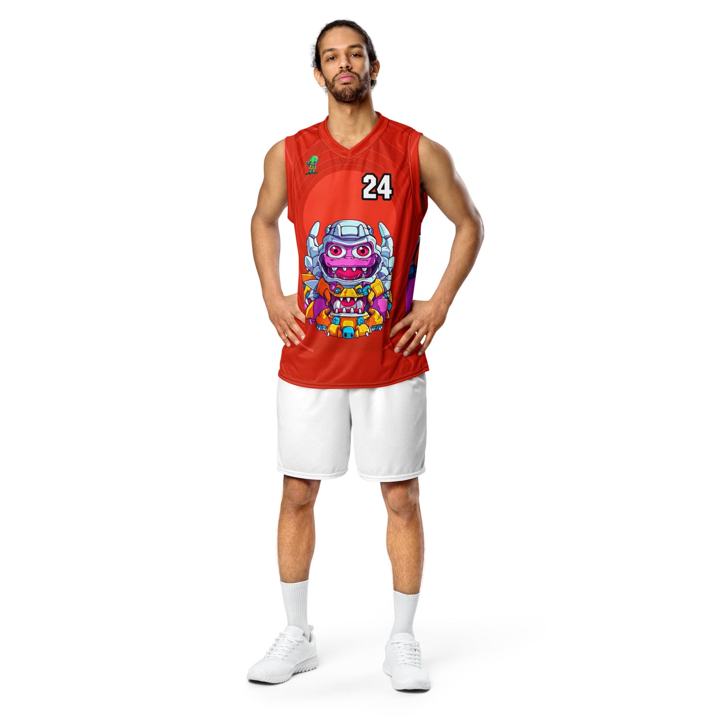 Cyber Critter - Recycled unisex basketball jersey - Crimson Vortex Colorway