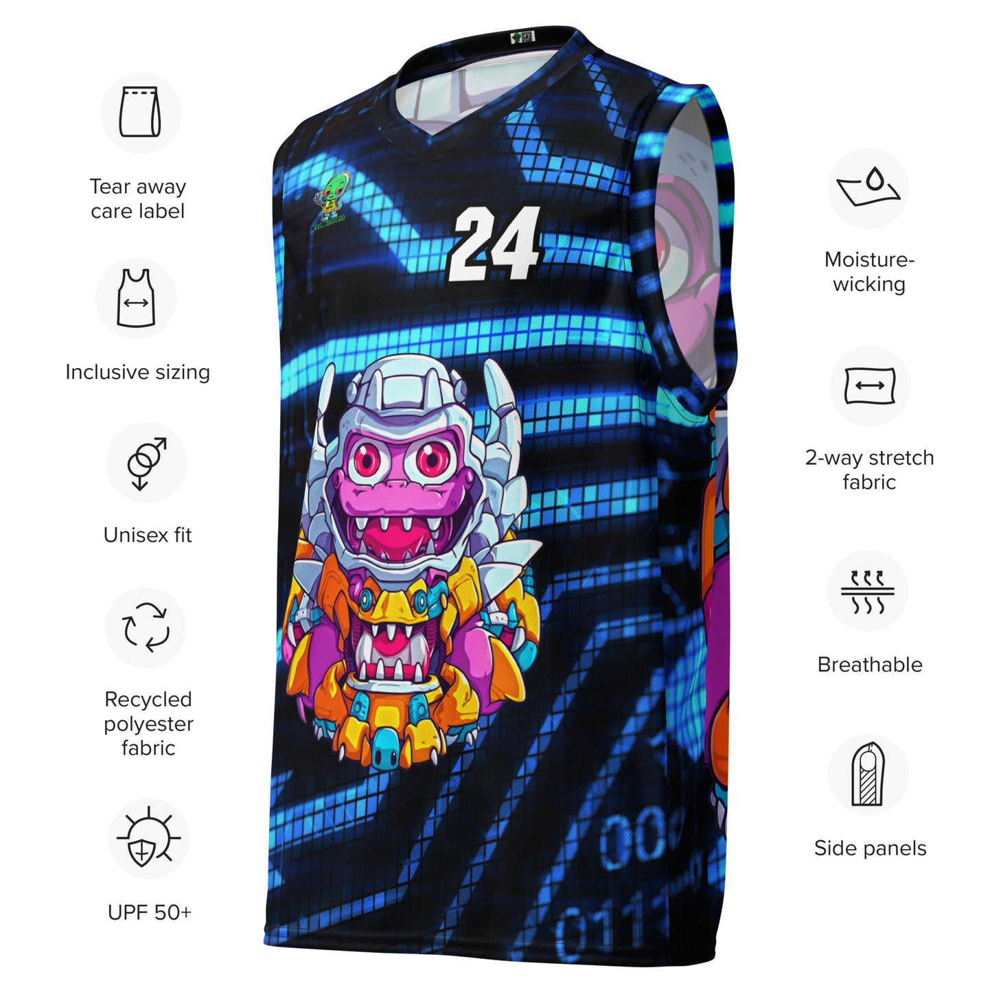 Cyber Critter - Recycled unisex basketball jersey - Digital Pulse Colorway