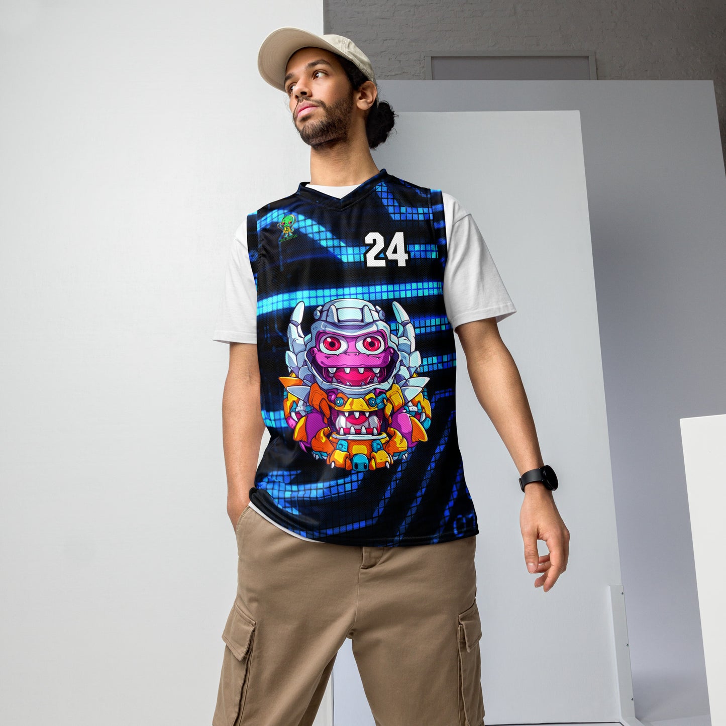 Cyber Critter - Recycled unisex basketball jersey - Digital Pulse Colorway