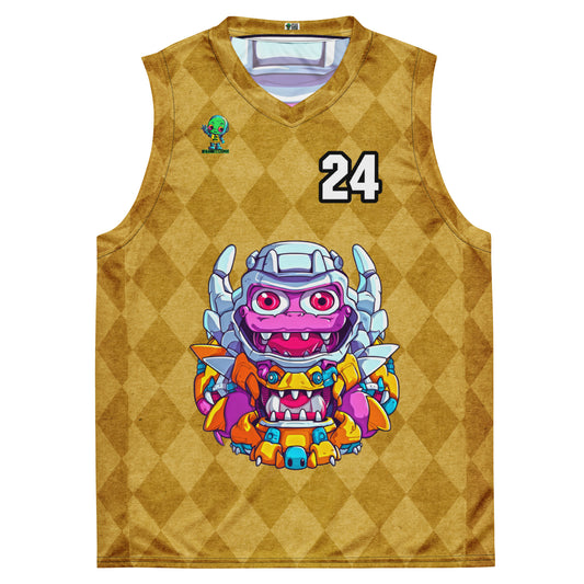 Cyber Critter - Recycled unisex basketball jersey - Golden Argyle Colorway