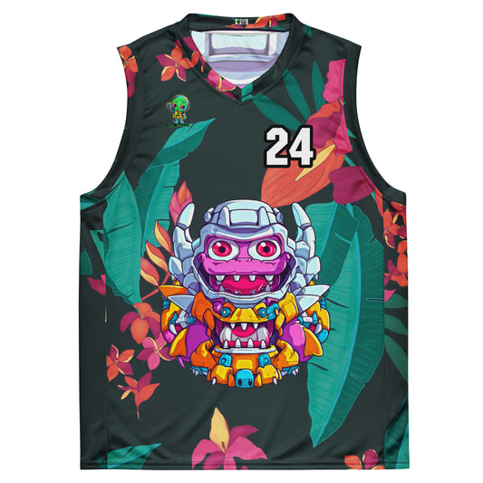 Cyber Critter - Recycled unisex basketball jersey - Midnight Jungle Colorway