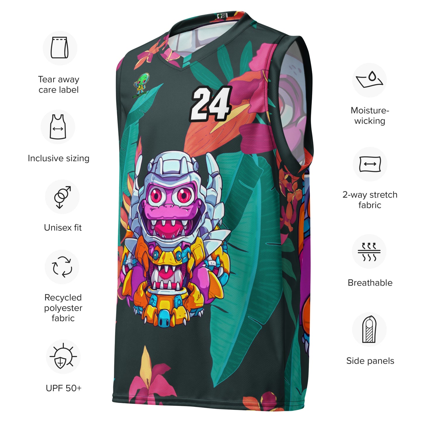 Cyber Critter - Recycled unisex basketball jersey - Midnight Jungle Colorway