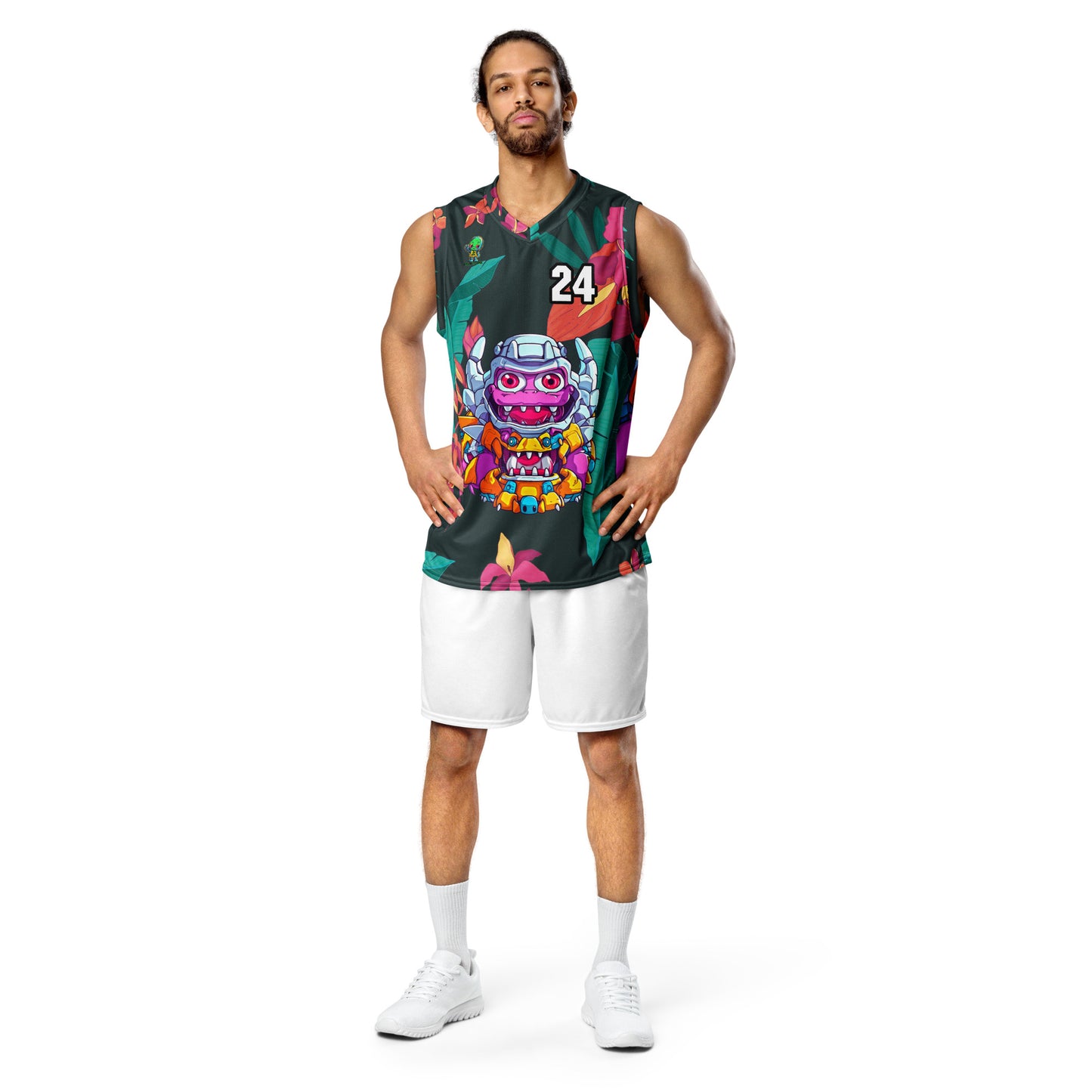 Cyber Critter - Recycled unisex basketball jersey - Midnight Jungle Colorway