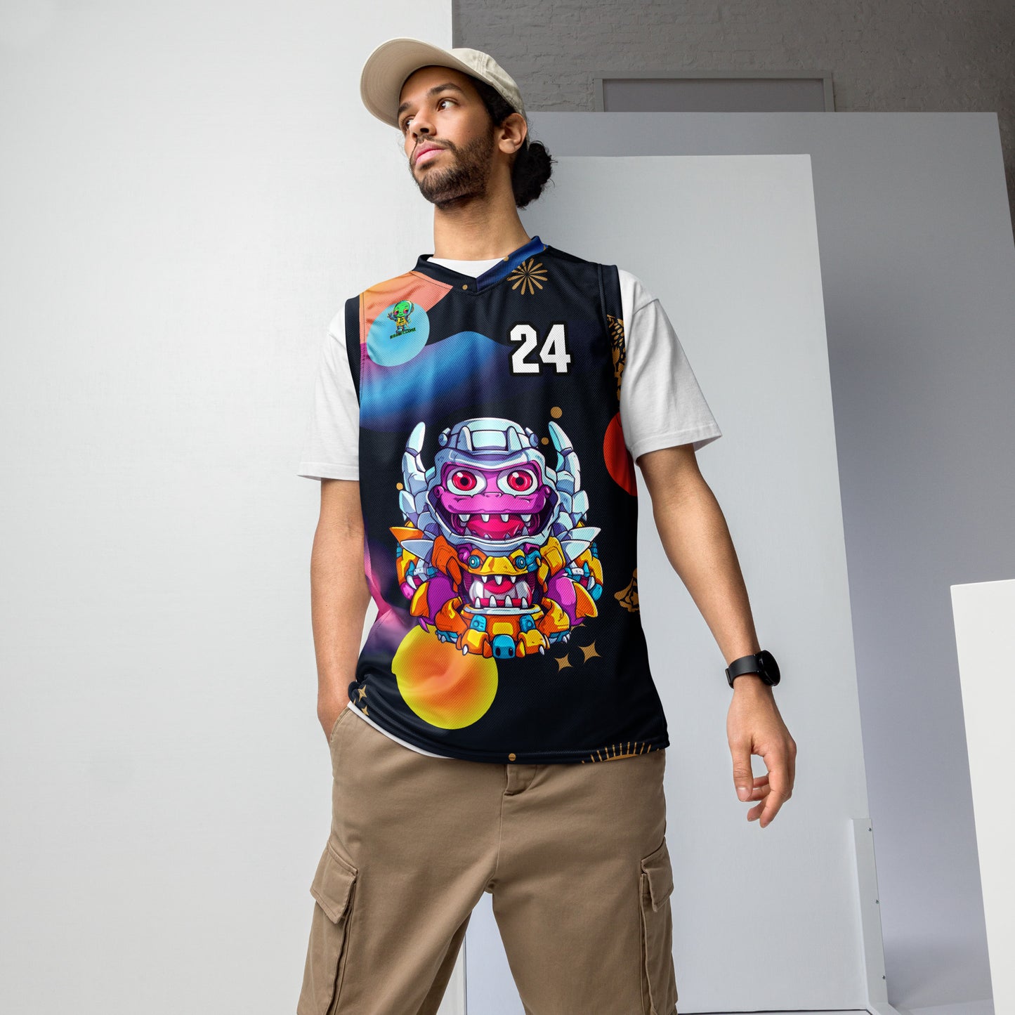 Cyber Critter - Recycled unisex basketball jersey - Nebula Night Colorway