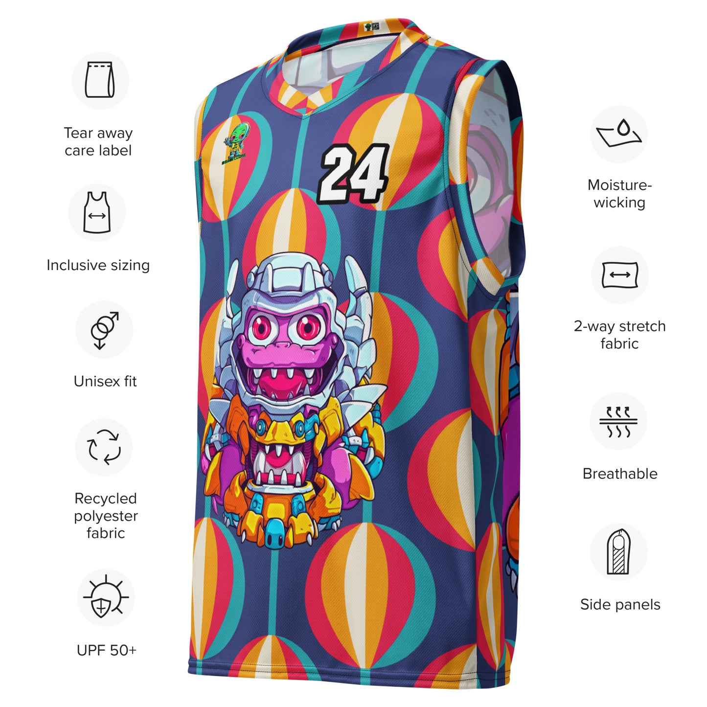 Cyber Critter - Recycled unisex basketball jersey - Retro Carnival Colorway