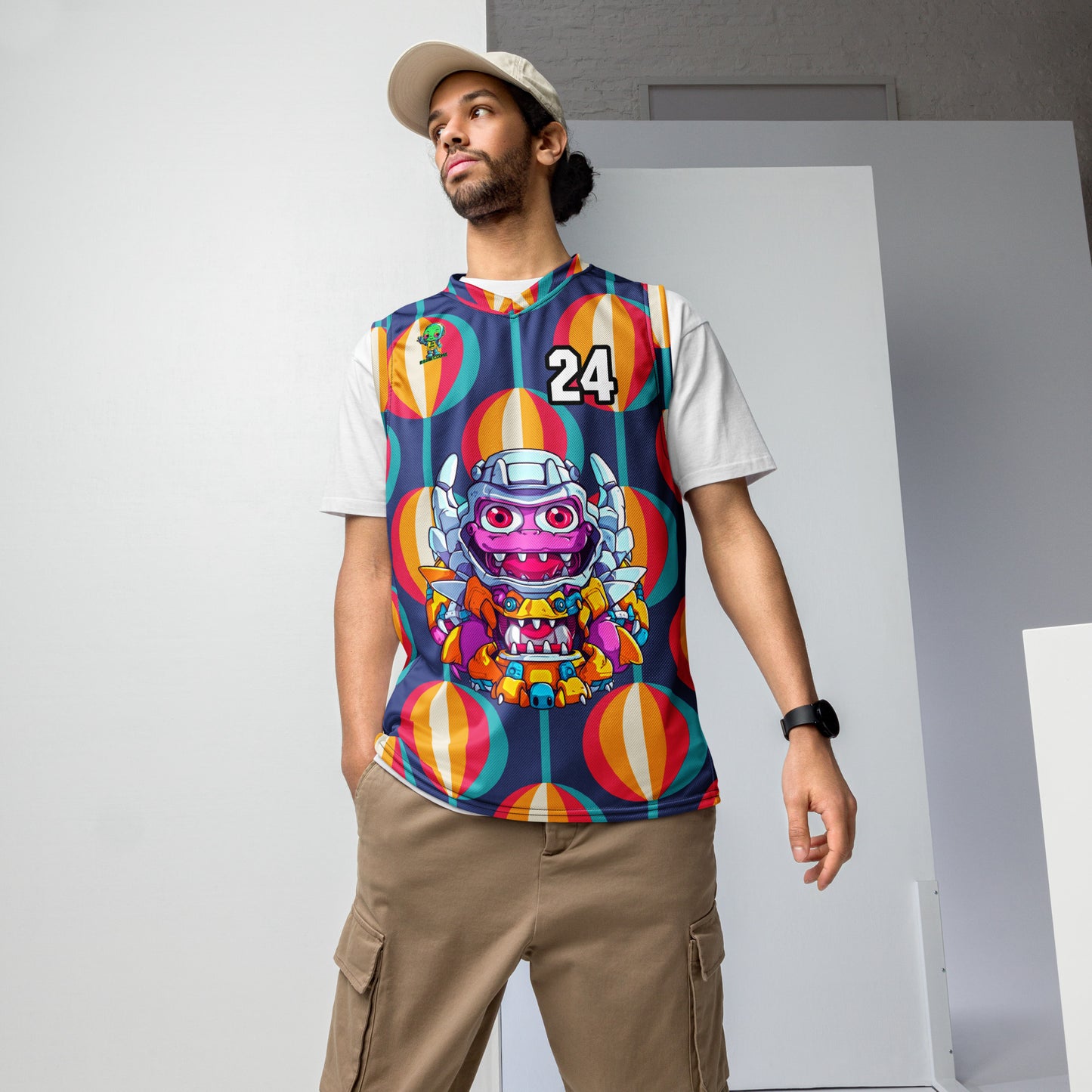 Cyber Critter - Recycled unisex basketball jersey - Retro Carnival Colorway