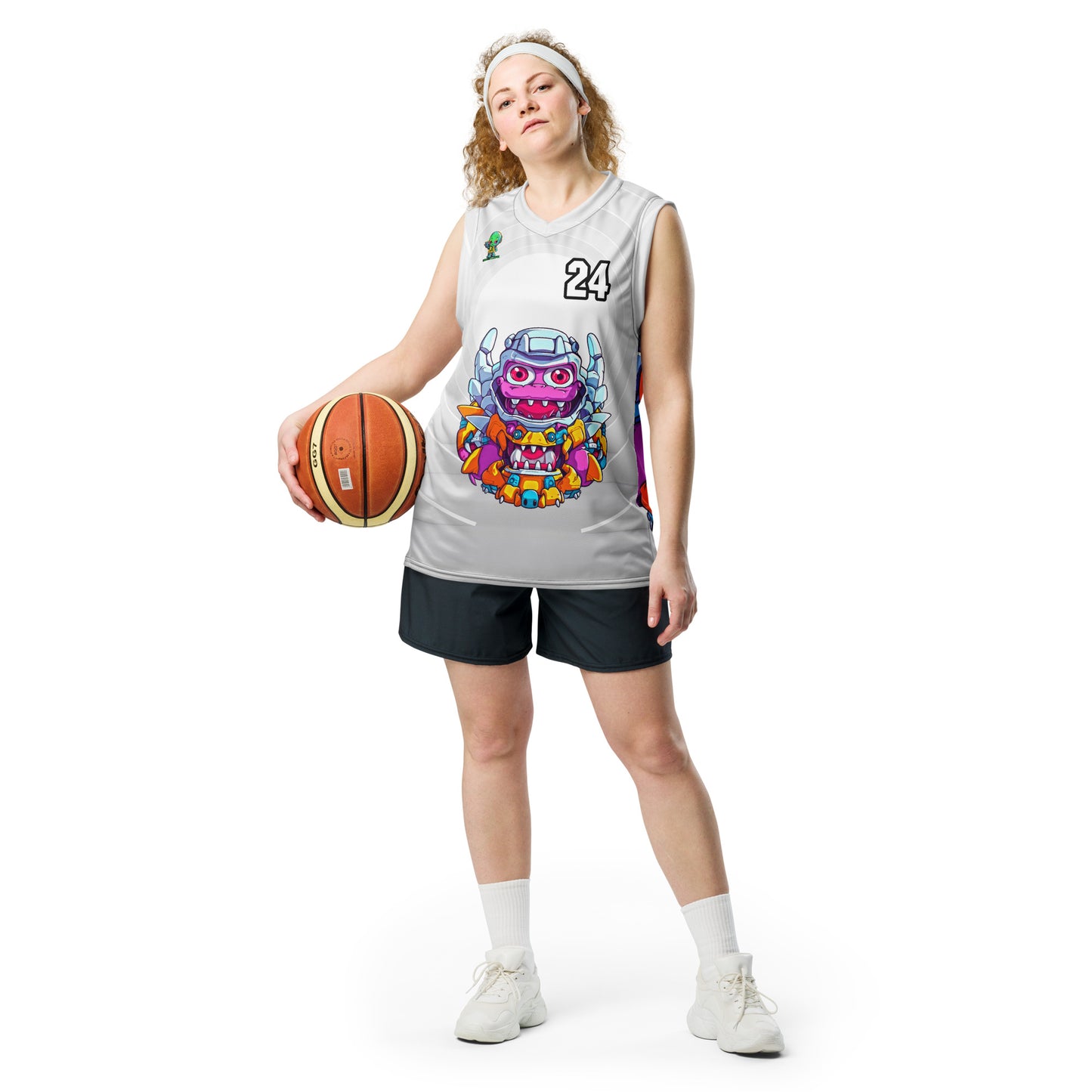 Cyber Critter - Recycled unisex basketball jersey - Ivory Vortex Colorway