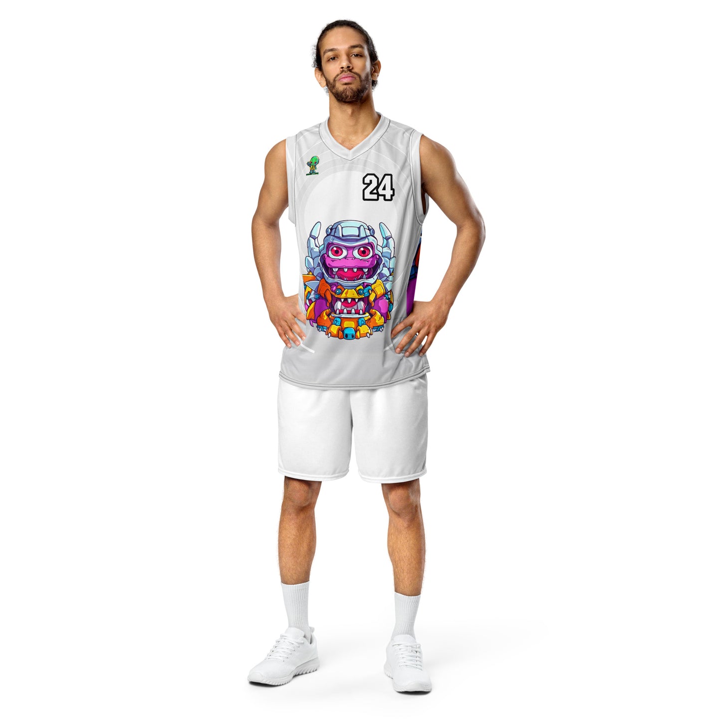 Cyber Critter - Recycled unisex basketball jersey - Ivory Vortex Colorway