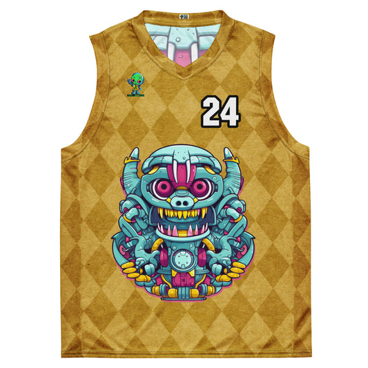 Gear Critter - Recycled unisex basketball jersey - Golden Argyle Colorway