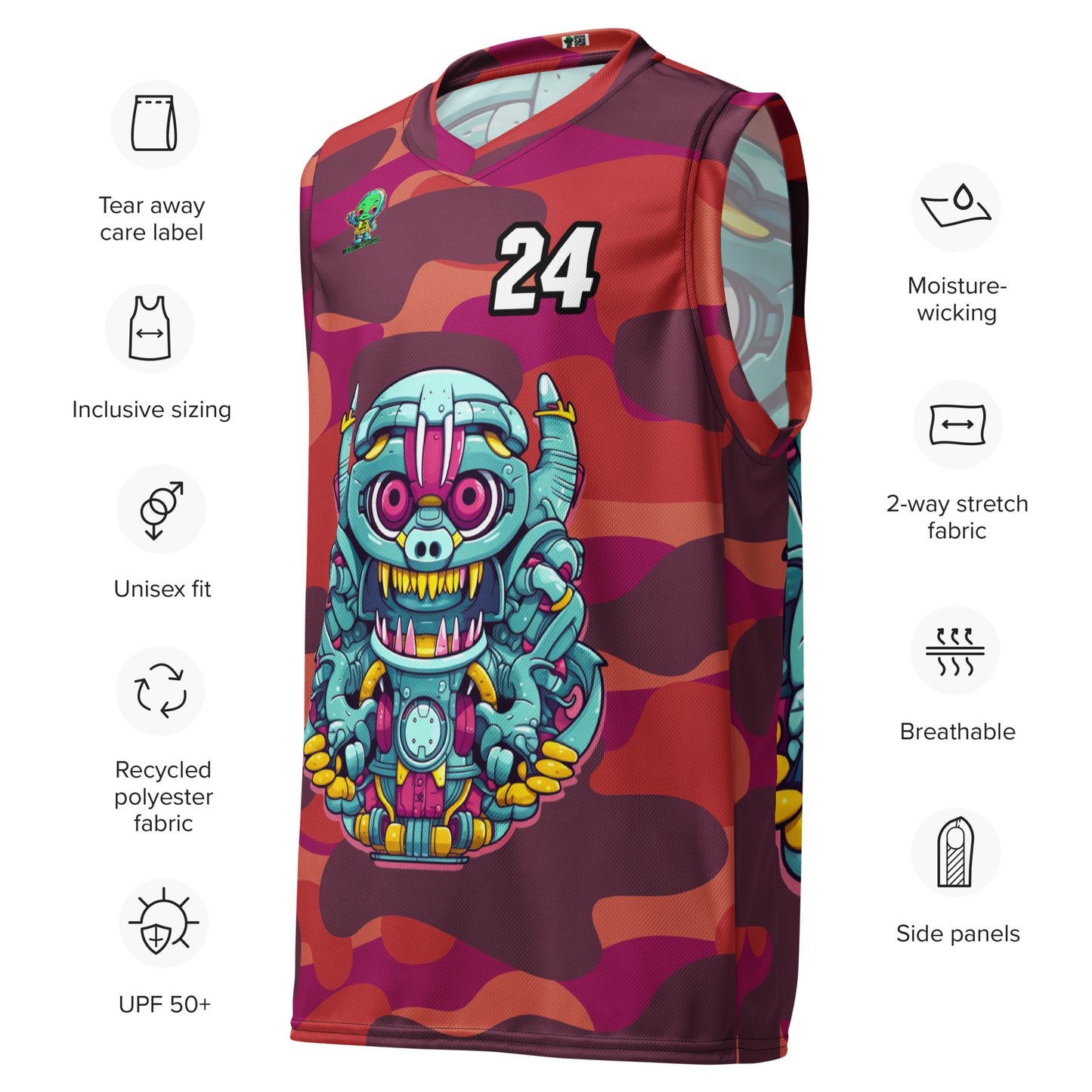 Gear Critter - Recycled unisex basketball jersey - Inferno Camo Colorway