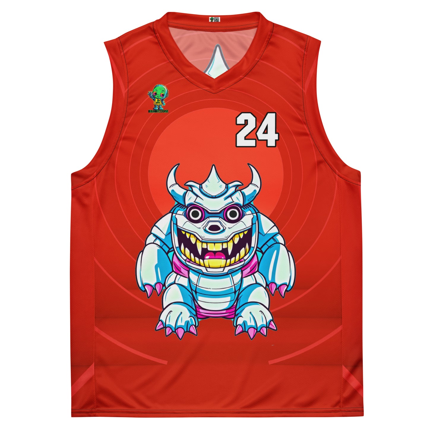 Kind Claw - Recycled unisex basketball jersey - Crimson Vortex Colorway