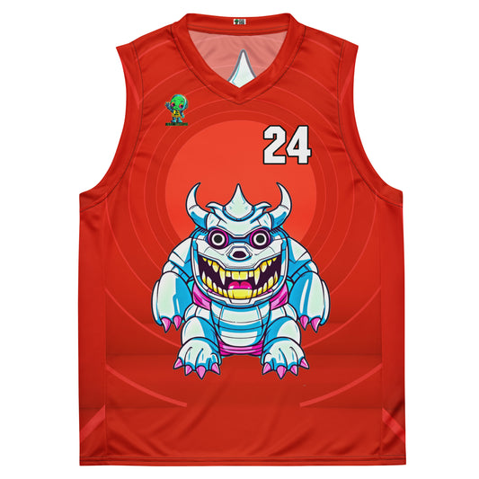 Kind Claw - Recycled unisex basketball jersey - Crimson Vortex Colorway