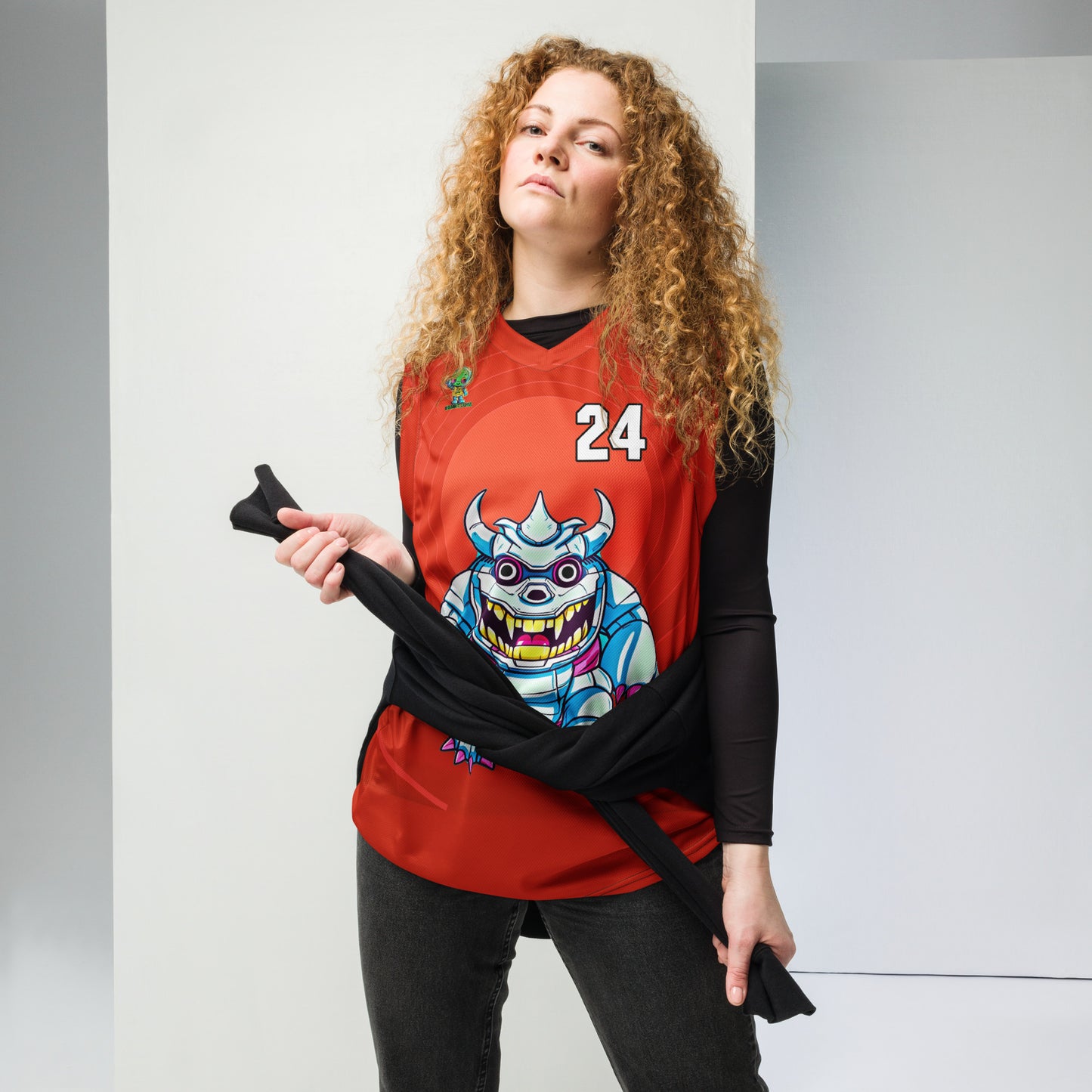 Kind Claw - Recycled unisex basketball jersey - Crimson Vortex Colorway