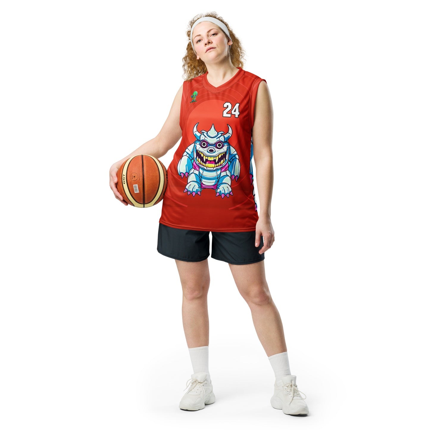 Kind Claw - Recycled unisex basketball jersey - Crimson Vortex Colorway