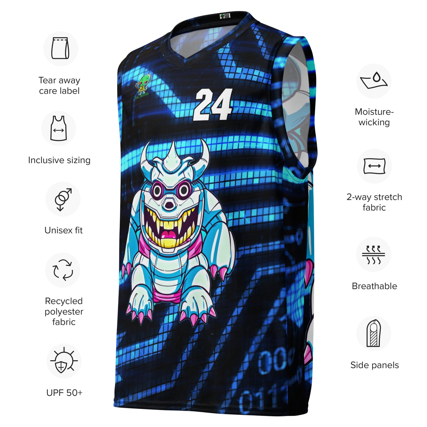 Kind Claw - Recycled unisex basketball jersey - Digital Pulse Colorway