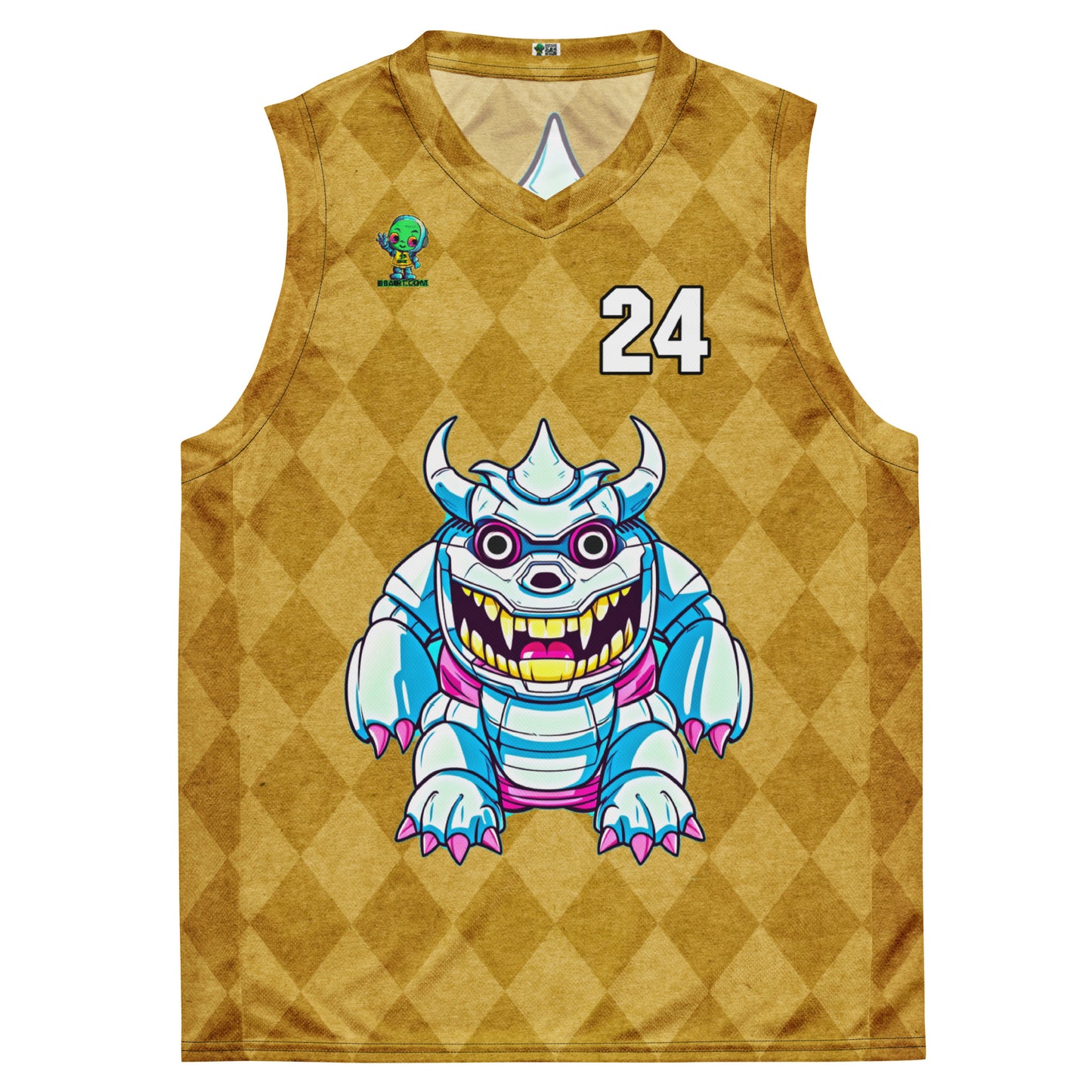 Kind Claw - Recycled unisex basketball jersey - Golden Argyle Colorway