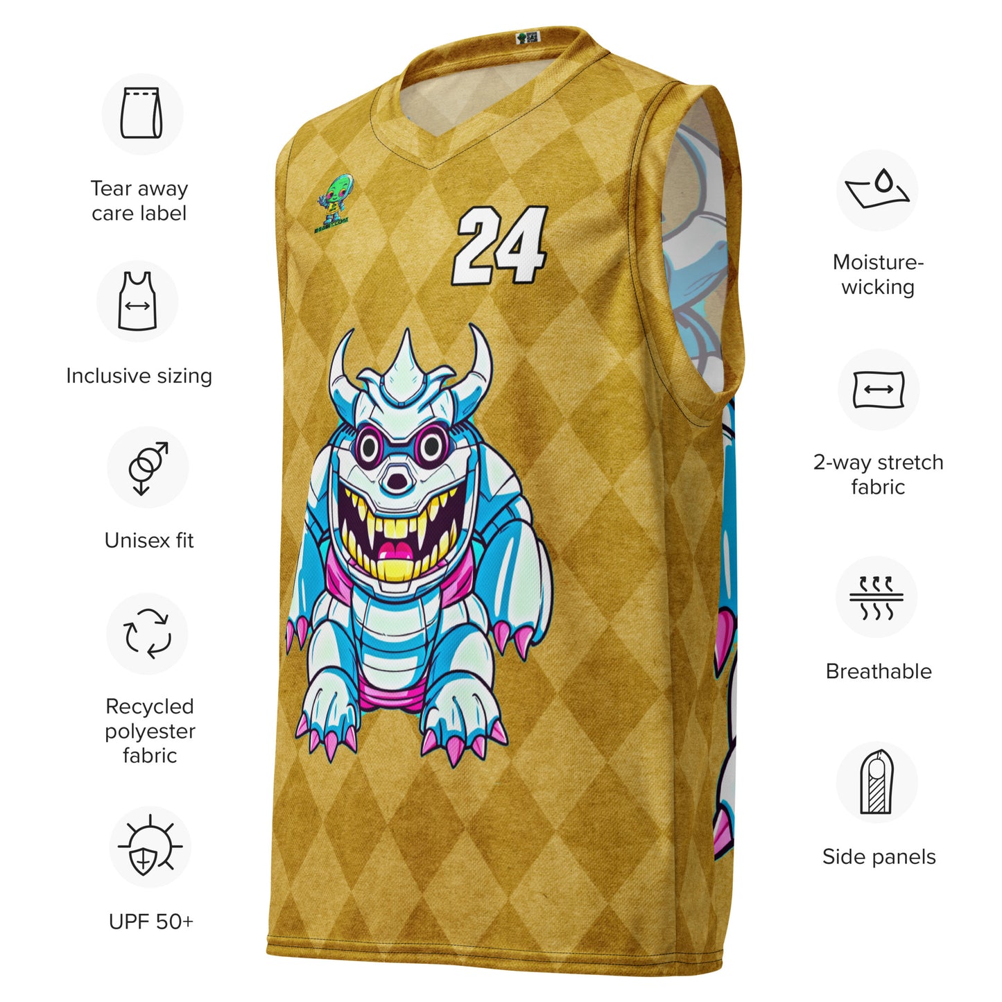 Kind Claw - Recycled unisex basketball jersey - Golden Argyle Colorway