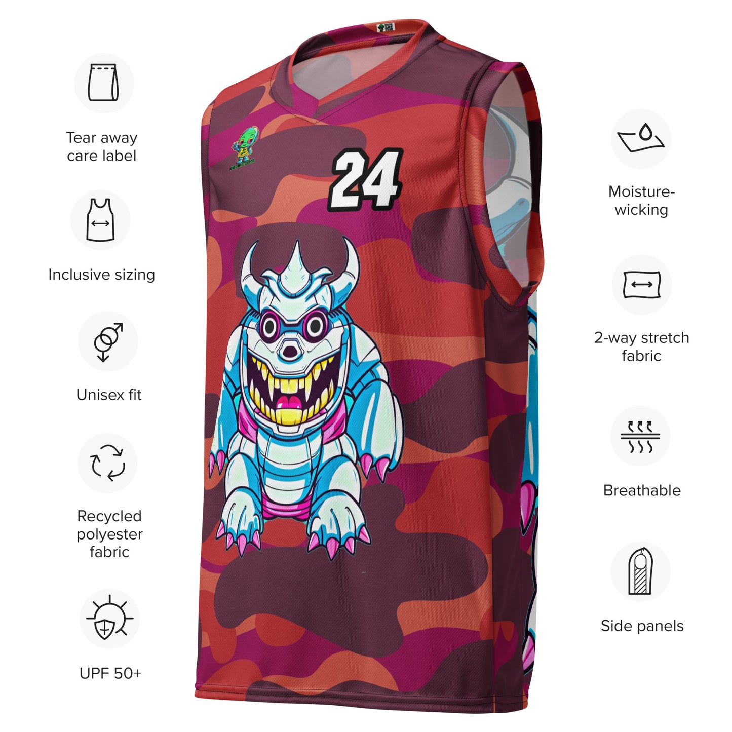 Kind Claw - Recycled unisex basketball jersey - Inferno Camo Colorway