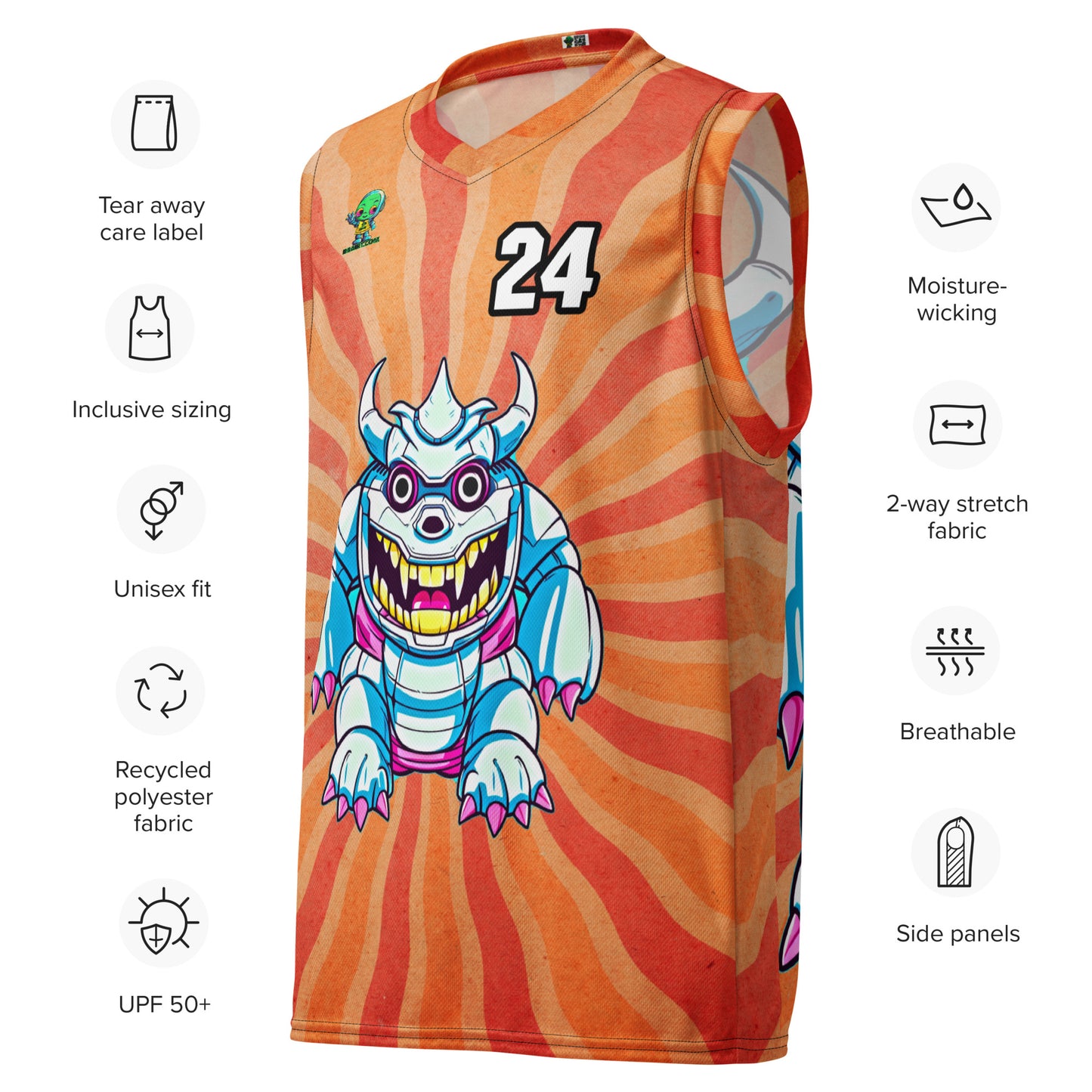 Kind Claw - Recycled unisex basketball jersey - Solar Flare Colorway