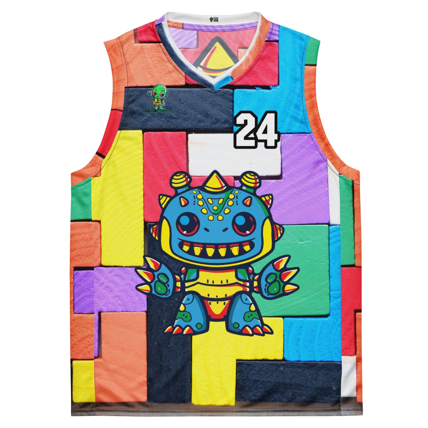 Zippy Zoid - Recycled unisex basketball jersey - Block Fusion Colorway