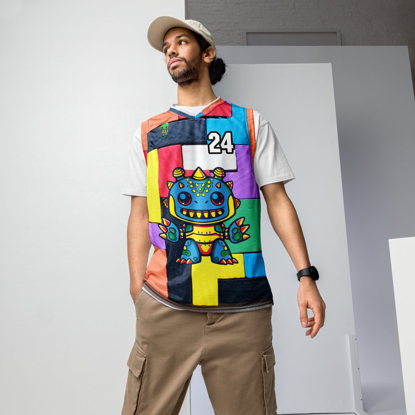 Zippy Zoid - Recycled unisex basketball jersey - Block Fusion Colorway