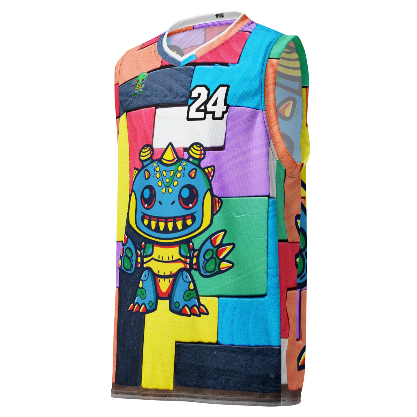 Zippy Zoid - Recycled unisex basketball jersey - Block Fusion Colorway