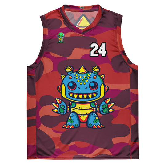 Zippy Zoid - Recycled unisex basketball jersey - Inferno Camo Colorway