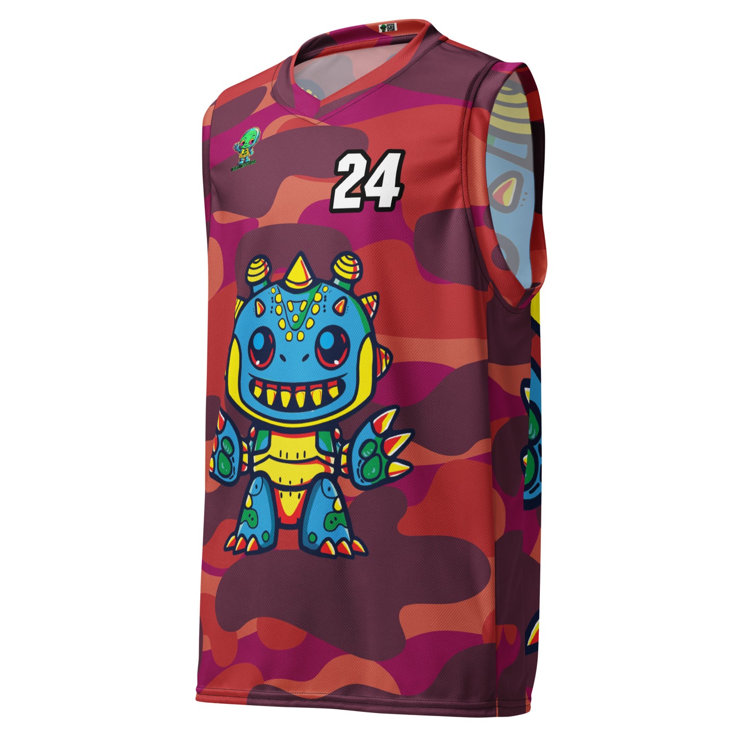 Zippy Zoid - Recycled unisex basketball jersey - Inferno Camo Colorway