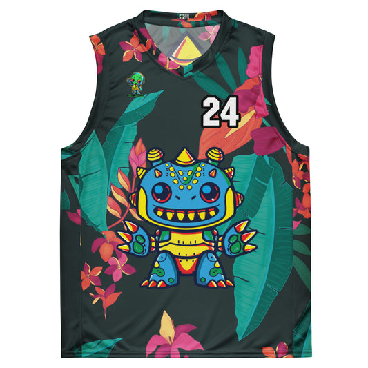 Zippy Zoid - Recycled unisex basketball jersey - Midnight Jungle Colorway