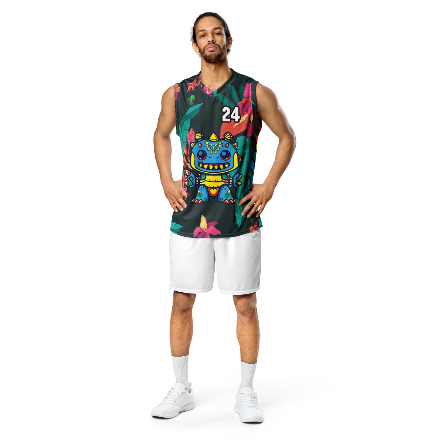 Zippy Zoid - Recycled unisex basketball jersey - Midnight Jungle Colorway