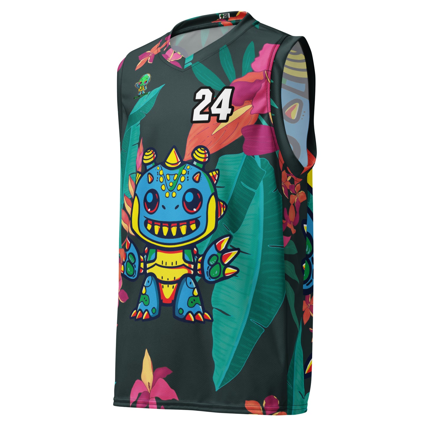 Zippy Zoid - Recycled unisex basketball jersey - Midnight Jungle Colorway