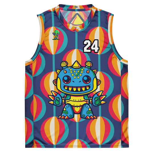 Zippy Zoid - Recycled unisex basketball jersey - Retro Carnival Colorway