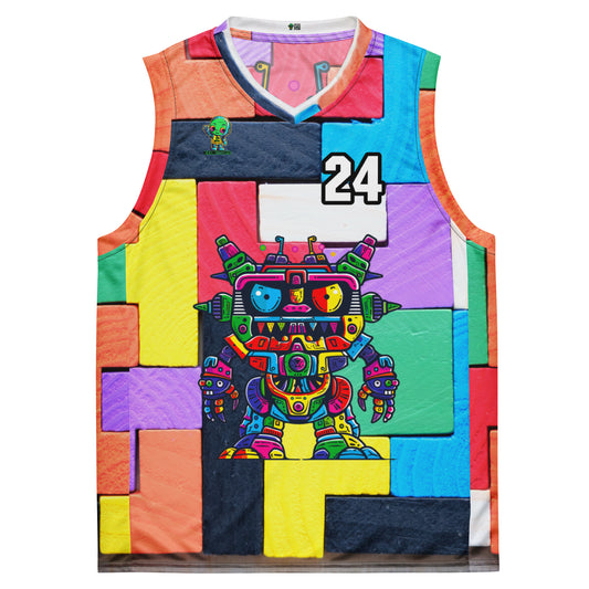 Robo Rebel - Recycled unisex basketball jersey - Block Fusion Colorway