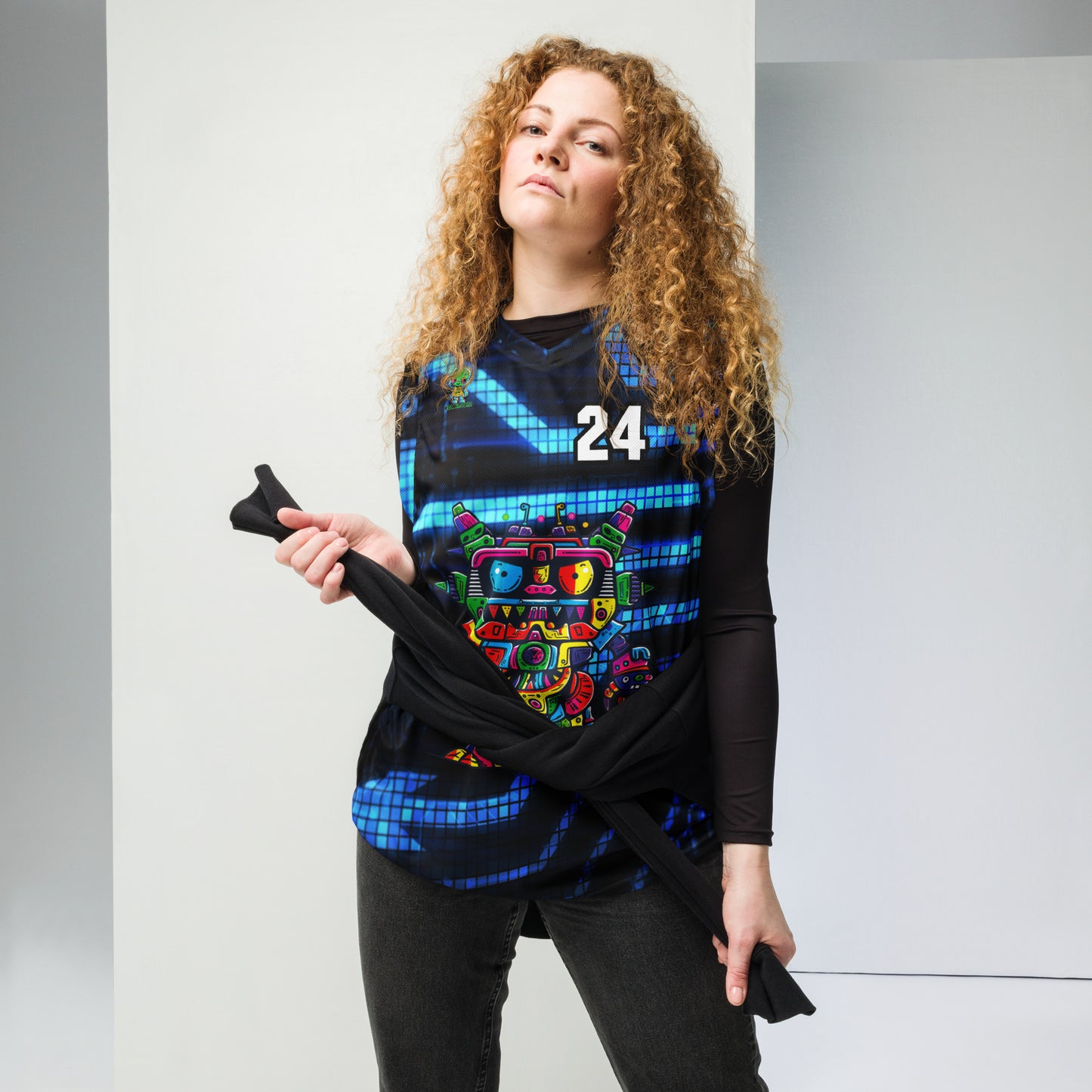 Robo Rebel - Recycled unisex basketball jersey - Digital Pulse Colorway